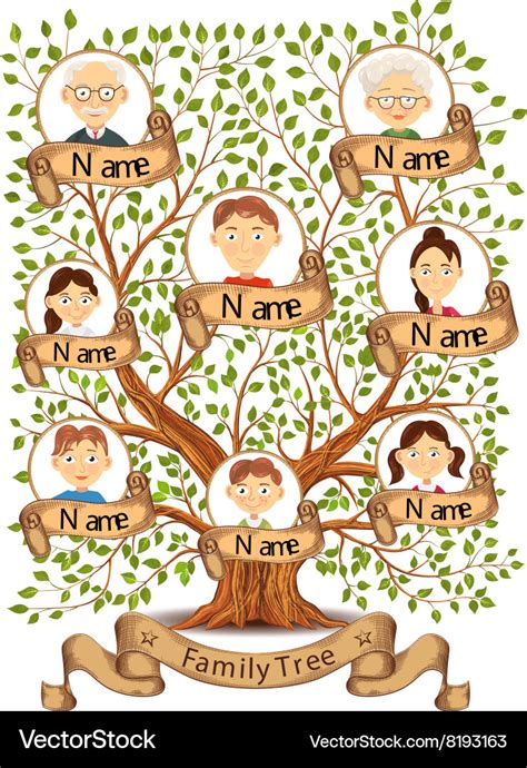 Family tree with portraits of members Royalty Free Vector