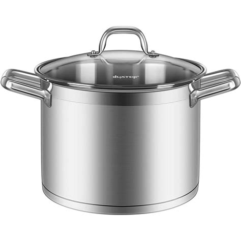 Duxtop Professional Stainless Steel Stock Pot with Glass Lid, Induction Cooking Pot, Impact ...