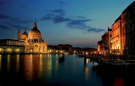 Wallpaper city, the city, lights, Italy, Venice, channel, Italy, night ...