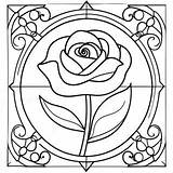 Beauty And The Beast Stained Glass Rose Coloring Page 55973 44273 sketch template