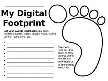 a poster with the words, my digital footprint and an image of a person ...