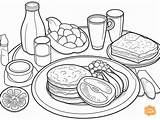 Breakfast Food Coloring Page For Adults  Free Printable sketch template