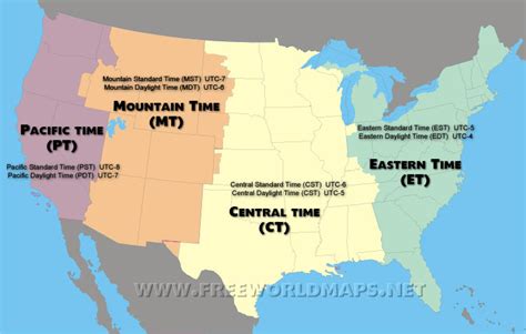 US Time Zones map