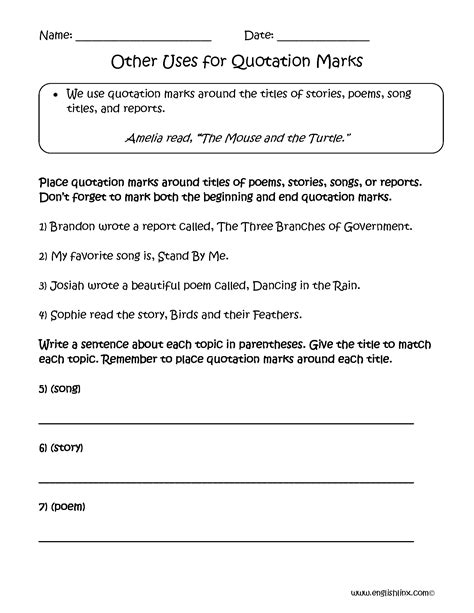 30++ Quotation Marks Worksheets – Worksheets Decoomo