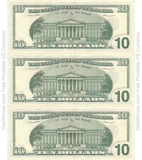 10 Dollar Bill Printable