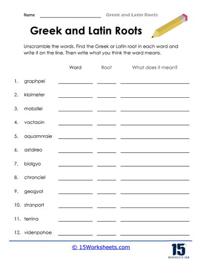 Greek and Latin Roots Worksheets - 15 Worksheets.com