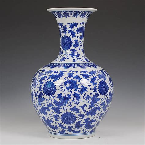 Basons ceramics blue and white porcelain large floor vase modern home decoration-in Vases from ...