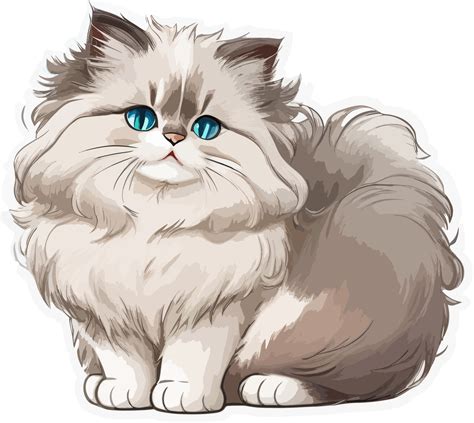 Fluffy Ragdoll Cat Cartoon Sticker 26792743 PNG