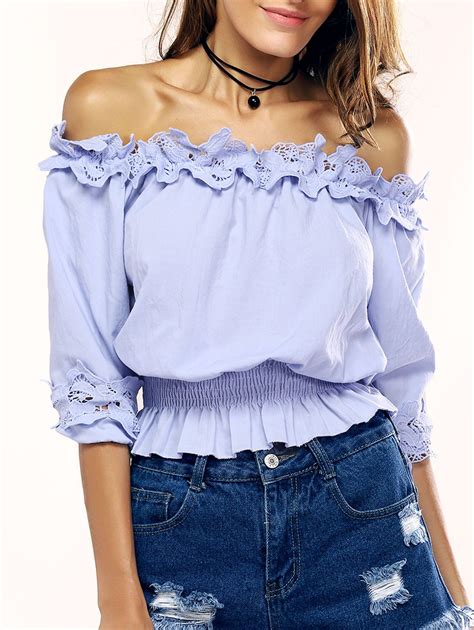 [39% OFF] Graceful Off-The-Shoulder Ruffled Blouse For Women | Rosegal