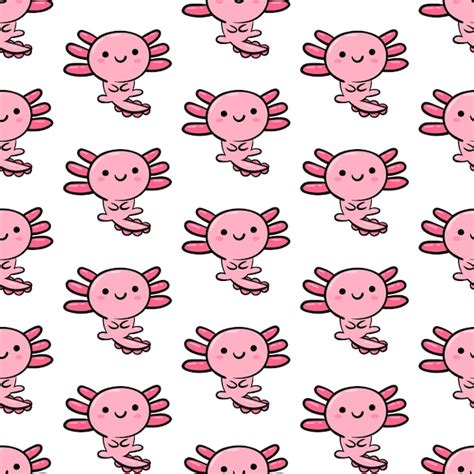 Premium Vector | Cute axolotl seamless pattern cartoon animal ...