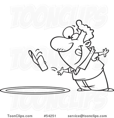 Cartoon Black and White Competitive Guy Tossing His Hat into a Ring ...