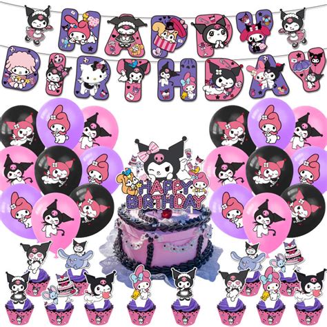 Kuromi Birthday Decoration Banner Cake Topper Kuromi Balloon Set Kuromi ...