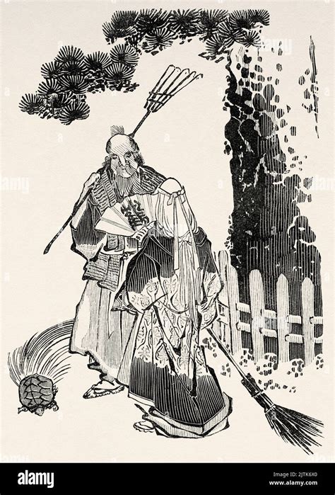 Old Japanese illustration depicting Baucis and Philemon Stock Photo - Alamy