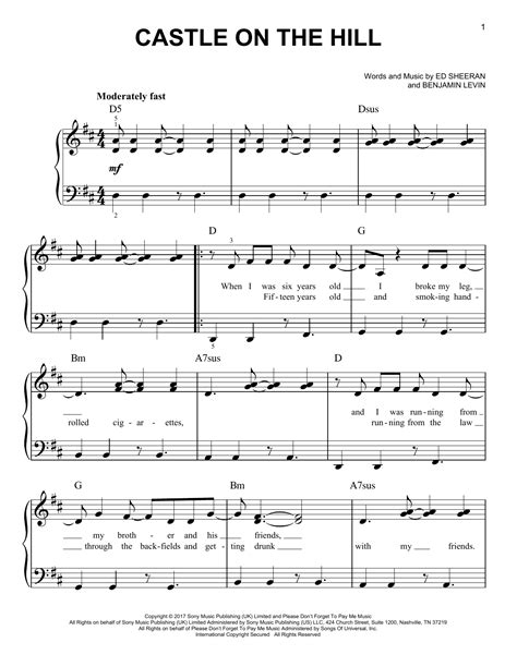 Ed Sheeran - Castle On The Hill sheet music