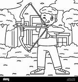 Archery Archer Raising Bow And Arrow Coloring Page Stock Vector Image  sketch template