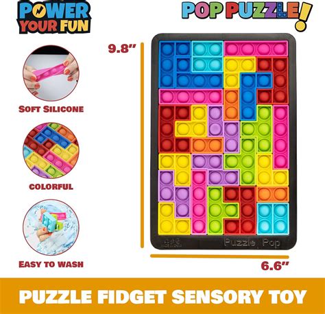 Buy Power Your Fun Pop Puzzle Popper Fidget Game - 27pc Jigsaw Puzzle Game Pop Push It Bubble ...