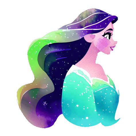 Watercolour Long Wavy Hair Princess Graphic · Creative Fabrica