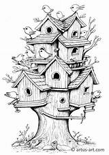 Birdhouse Coloring Page » Free Download Artus Art sketch template