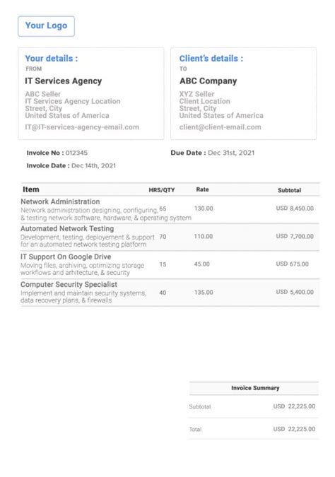 IT Services Invoice Template | 📃 Free Invoice Generator