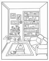 FREE Coloring Page Of Cozy Living Room – Zandrapaints  Space coloring sketch template