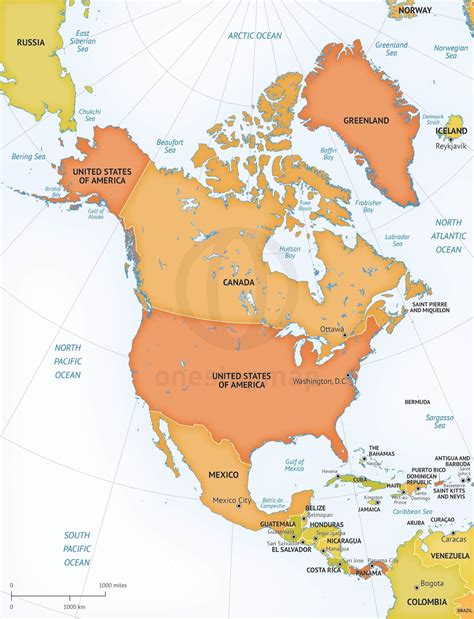Vector Map of North America Continent | One Stop Map