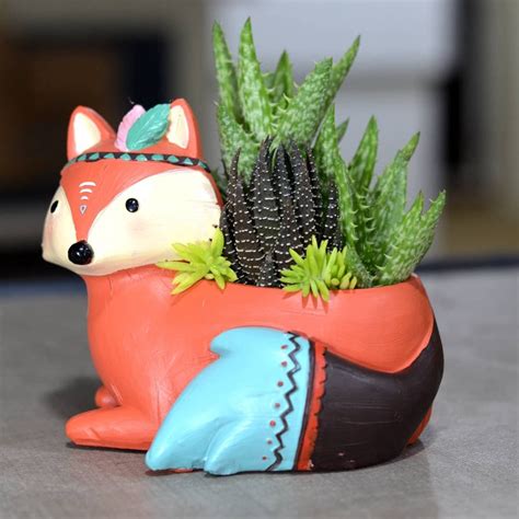 Cute red Fox for tabletop succulents and other small plants planters # ...