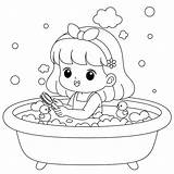 Premium Vector  Baby Girl In Bathroom Taking A Shower coloring Page sketch template