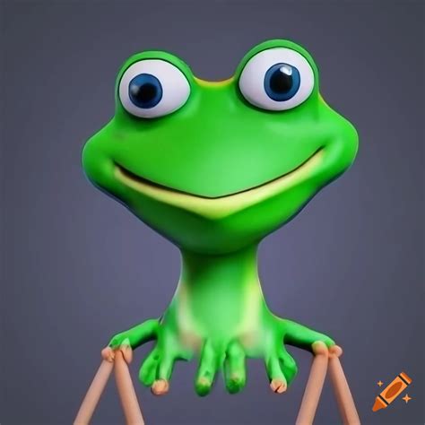Pixar-style smiling frog artwork on Craiyon