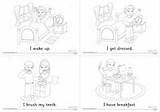 Daily Routine Coloring Worksheet Pages sketch template