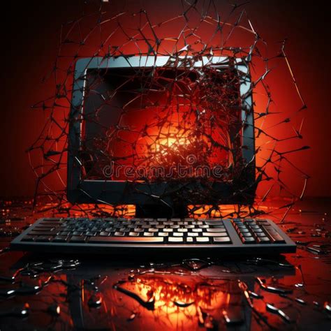 A Computer Monitor with Broken Glass on it Stock Illustration - Illustration of natural, broken ...