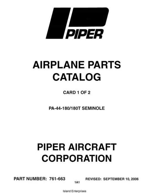 Piper Seminole Parts Catalog PA-44-180,180T PN-761-663 ...