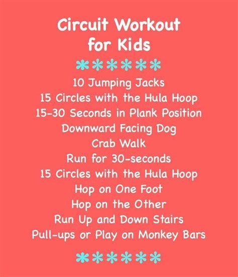 Circuit workout for kids {pacifickid.net} | Circuit workout, Exercise for kids, Kid workout routine