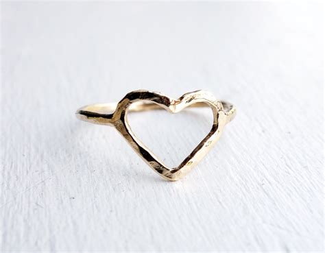 14k Yellow Gold Open Heart Ring