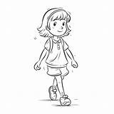 Walking Girl Coloring Page sketch template