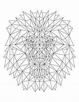 Imprimer Coloriage Lion Triangle Adult Coloring Page Pages  sketch template