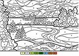 Summer Landscape Color By Number Coloring Page  Free Printable sketch template