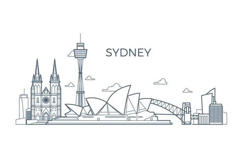 Sydney city line skyline with buildings and architecture sho (892849) | Illustrations | Design ...