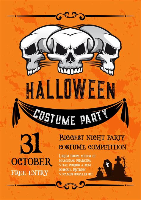 Halloween skull banner for costume party template 13005960 Vector Art at Vecteezy