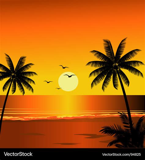 Beach sunset Royalty Free Vector Image - VectorStock