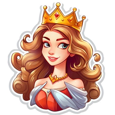 Premium AI Image | beautiful queen cartoon character sticker on white ...