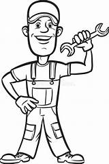 Whiteboard Drawing  Cartoon Plumber With Wrench Stock Vector sketch template