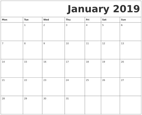 Free Printable Monthly Calendars Monday Start | Example Calendar Printable