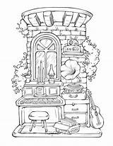 Cozy Spaces Interiors Coloring Pages Printables Rooms Procreate Png  sketch template