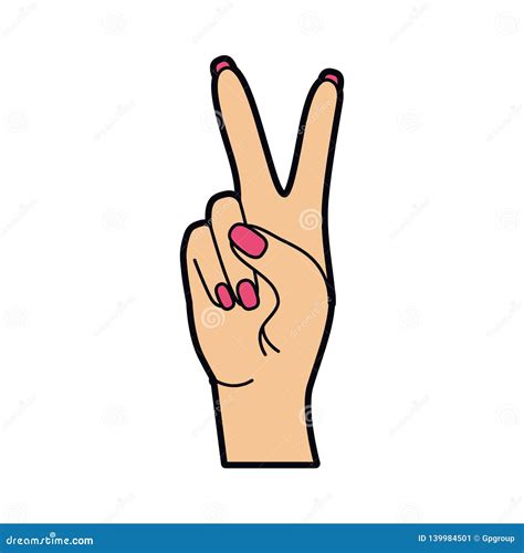 Hand Peace Sign, Hand Gesture Victory Symbol - Thin Line Icon ...