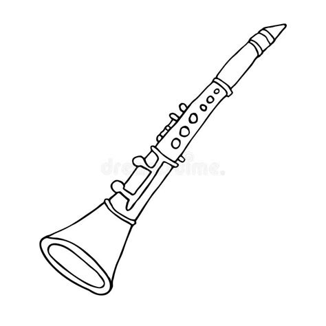 Clarinet Sketch Illustration. Hand Drawn Black and White Musical ...