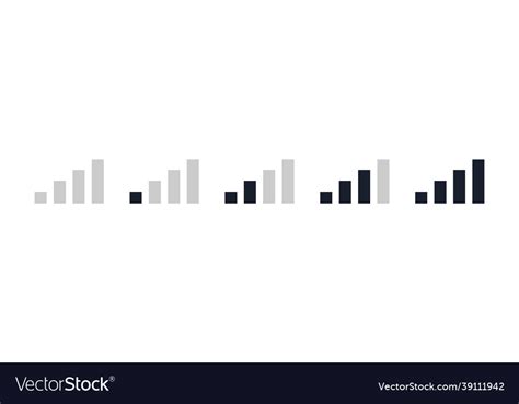 Mobile signal bar black icon set phone signal Vector Image