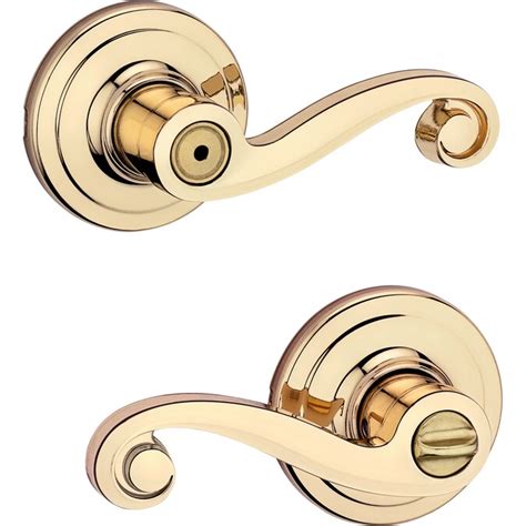 Kwikset Signatures Lido Polished Brass Universal Privacy Door Handle in ...