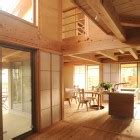 Zen Kitchen and Courtyard Design with Wooden Furniture Set - Interior Design Ideas