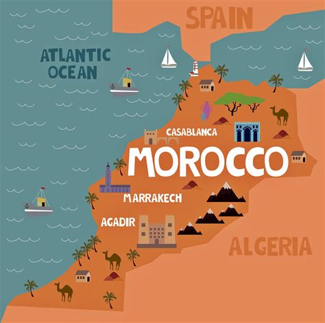 Morocco Map of Major Sights and Attractions - OrangeSmile.com