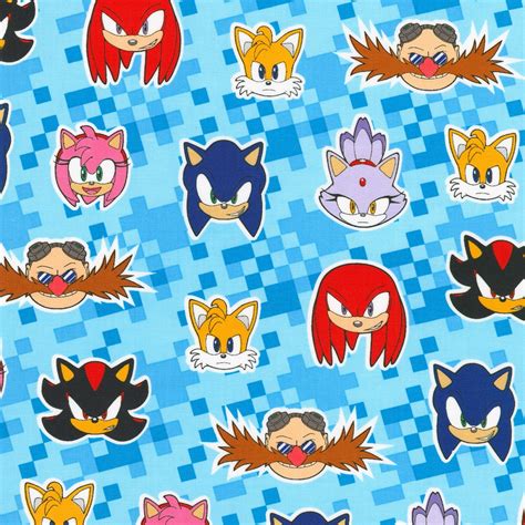 Sonic the Hedgehog Fabric by the Yard Sonic Characters on - Etsy Canada